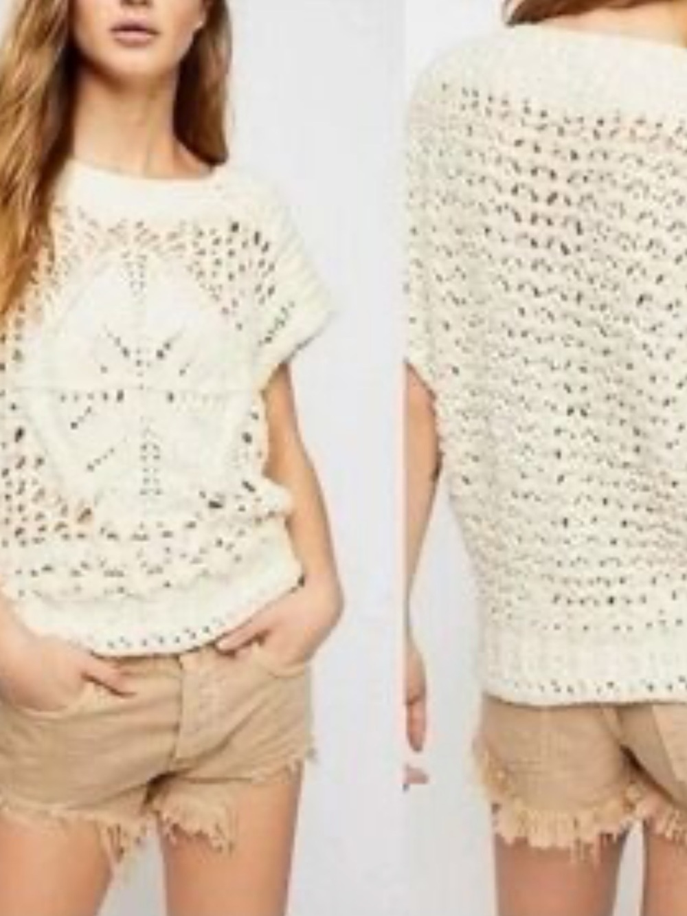 Free People Diamond In The Rough Crochet Sweater Vest XS